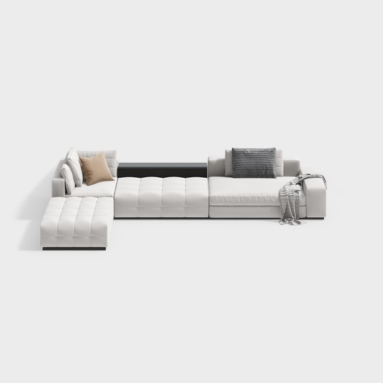 Modern Creamy Style Living Room Multi-person Sofa