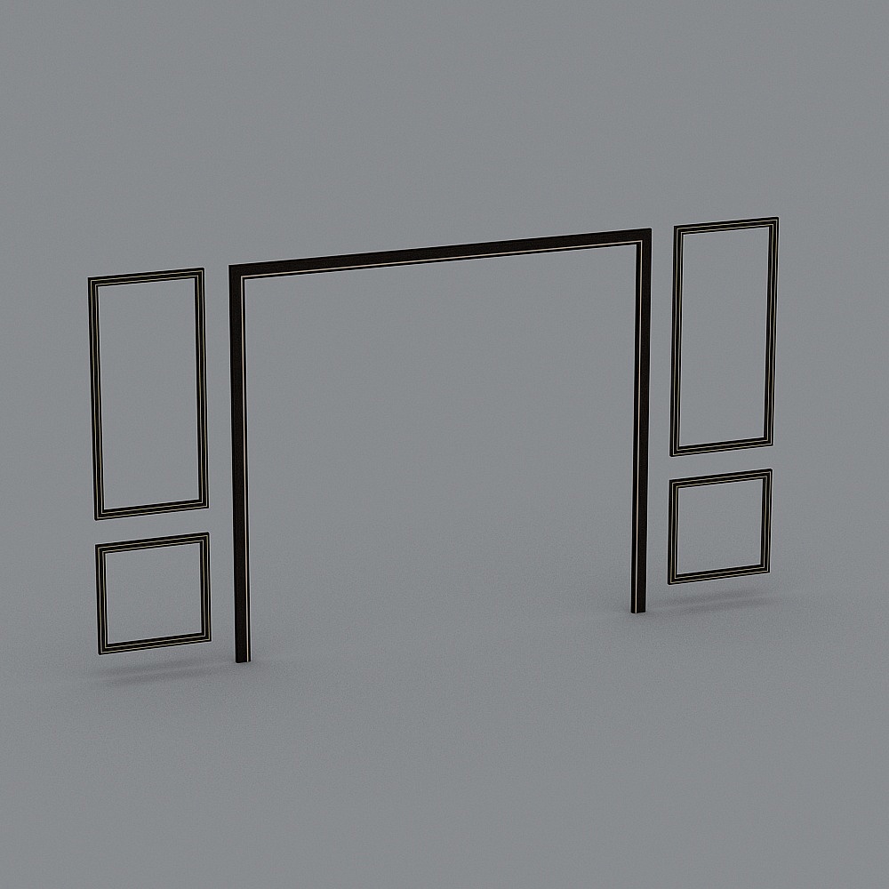 绿途—新中式实木背景墙3D模型
