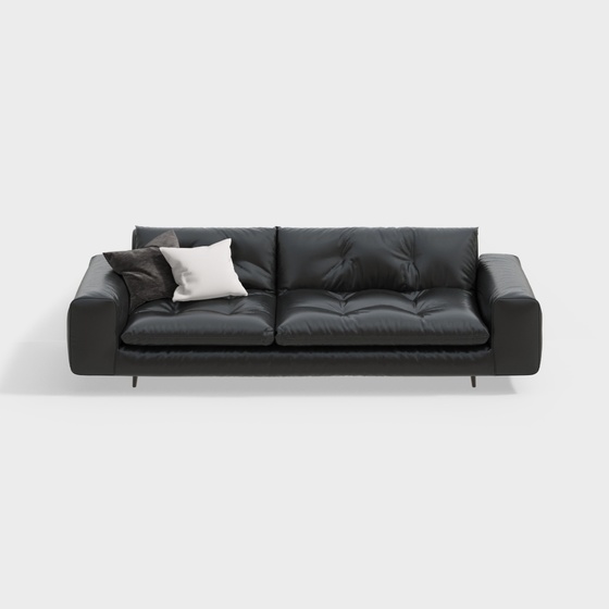 Modern Simple Black Multi-person Sofa