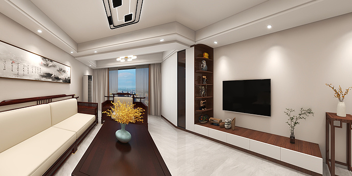 南国鼎峰南充分公司-江畔春色5-1703-中式-装修设计方案