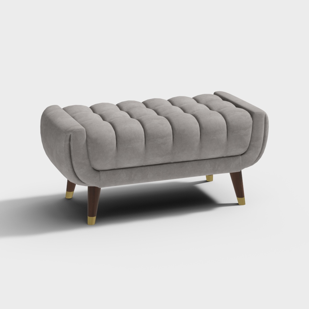 Banc de couloir moderne Enoak Banc ottoman rembourré en velours gris pour bout de lit