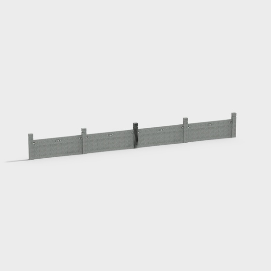 Durable Gray Stone Guardrail 3D Model for Outdoor Spaces