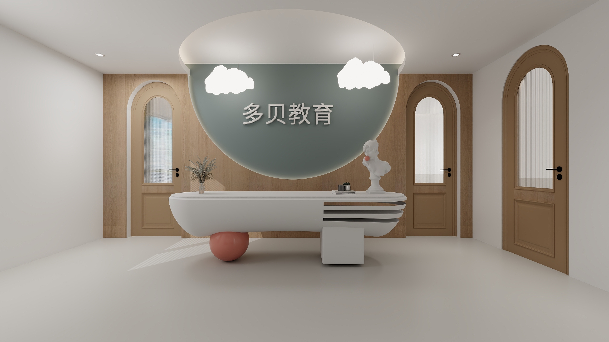 设计师丨胡月平-教育机构原木风装修效果图