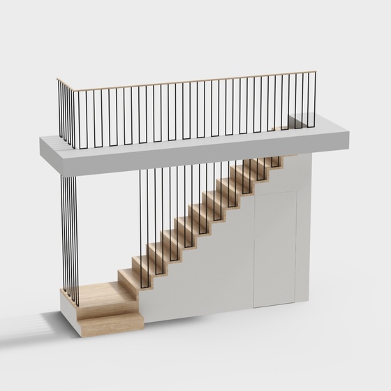 Modern Staircase with Storage 3D Model in Green and White