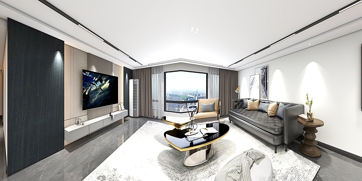 TongYL-水岸龙庭16-3-深色木饰面背景-装修设计方案