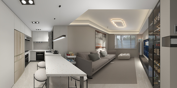 设计师晴阳-新都花园美宅方案开放式厨房-装修设计方案