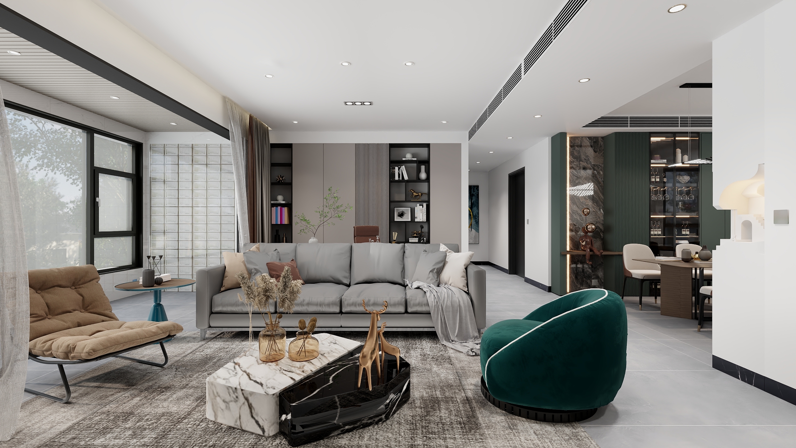 骏腾全案设计-天玺小区现代简约166㎡4室装修效果图