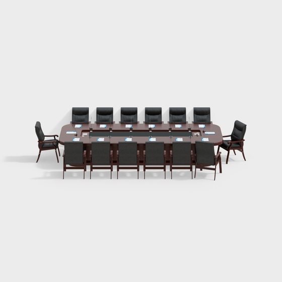 Modern Minimalist Conference Table and Chair Set 3D Model