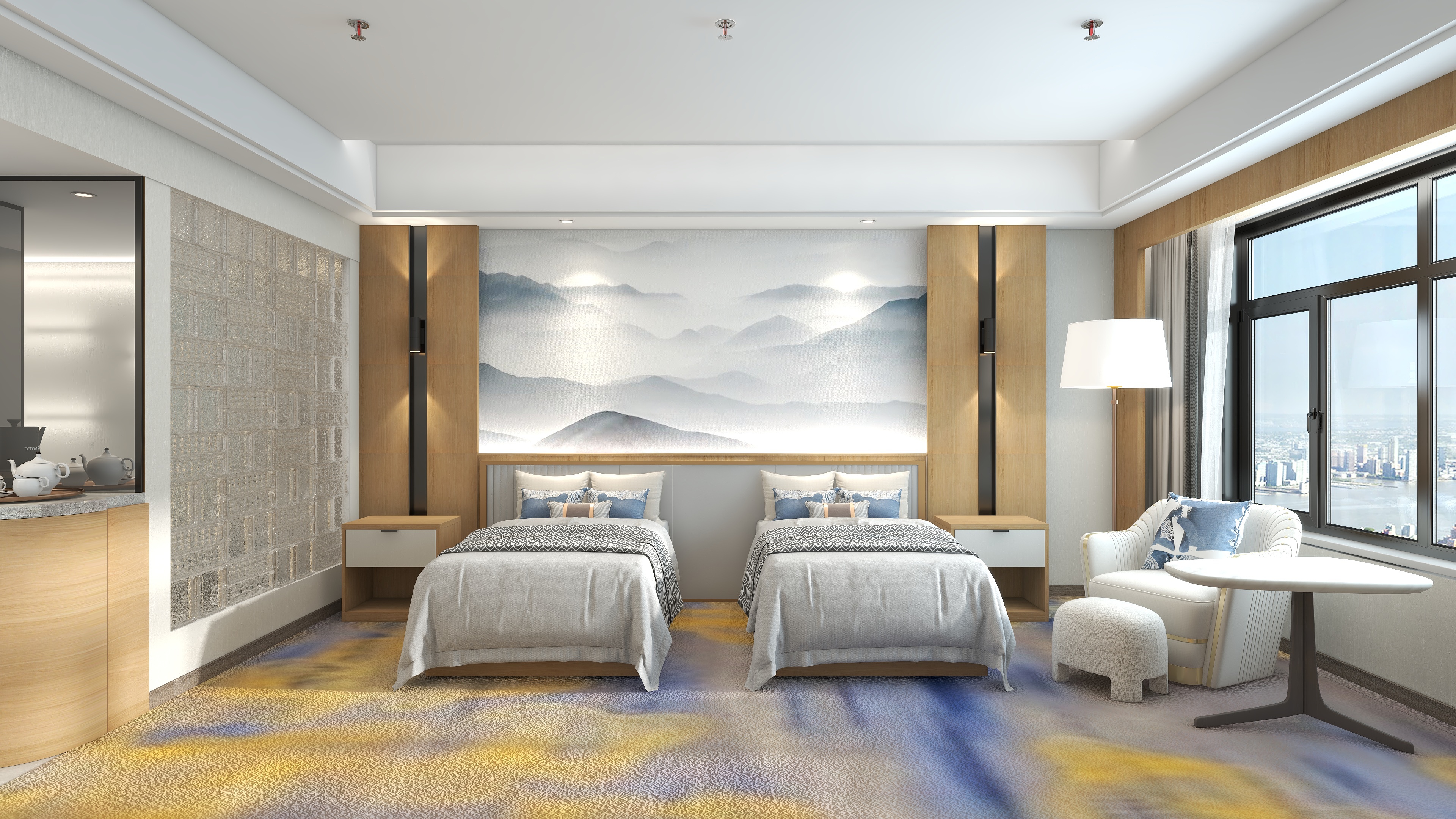 四月蚂蚁子弹飞-现代简约酒店客房装修效果图