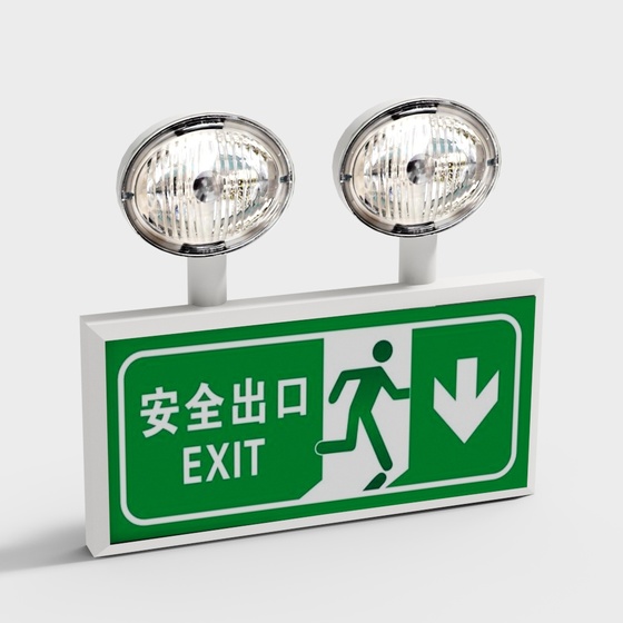 Green Emergency Lights 3D Model