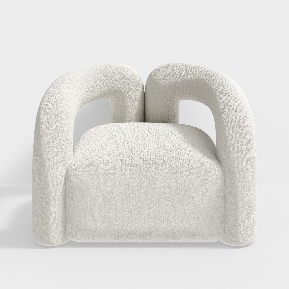 Weiß moderner Boucle Stuhl Shaggy Sessel für Wohnzimmer