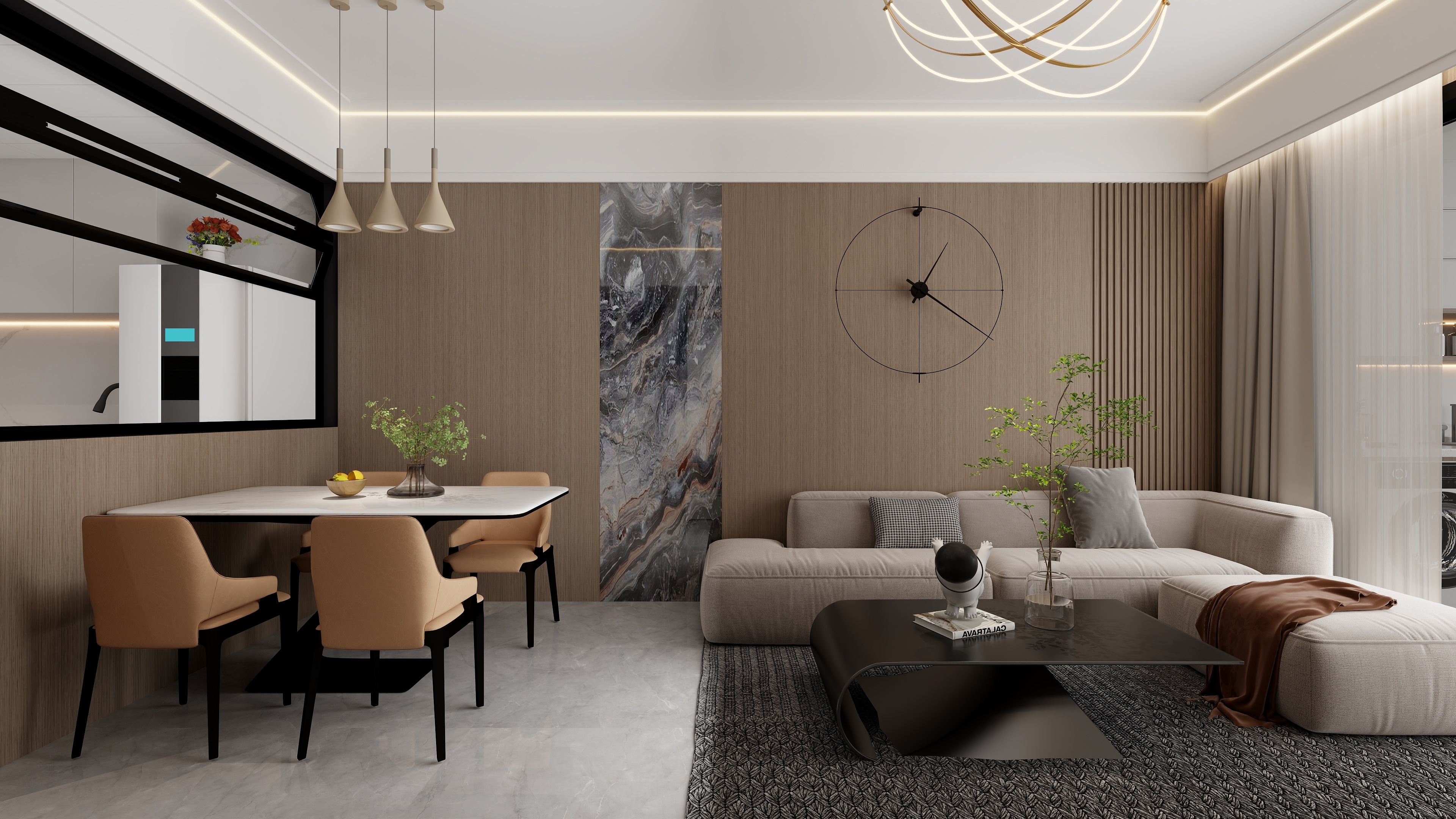 设计师丨胡月平-新德家园丨现代简约72㎡2室装修效果图