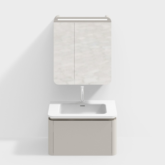 Elegant Beige Bathroom Cabinet 3D Model