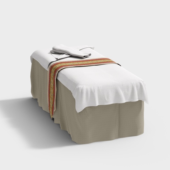 Massage Table 3D Model in Brown Finish