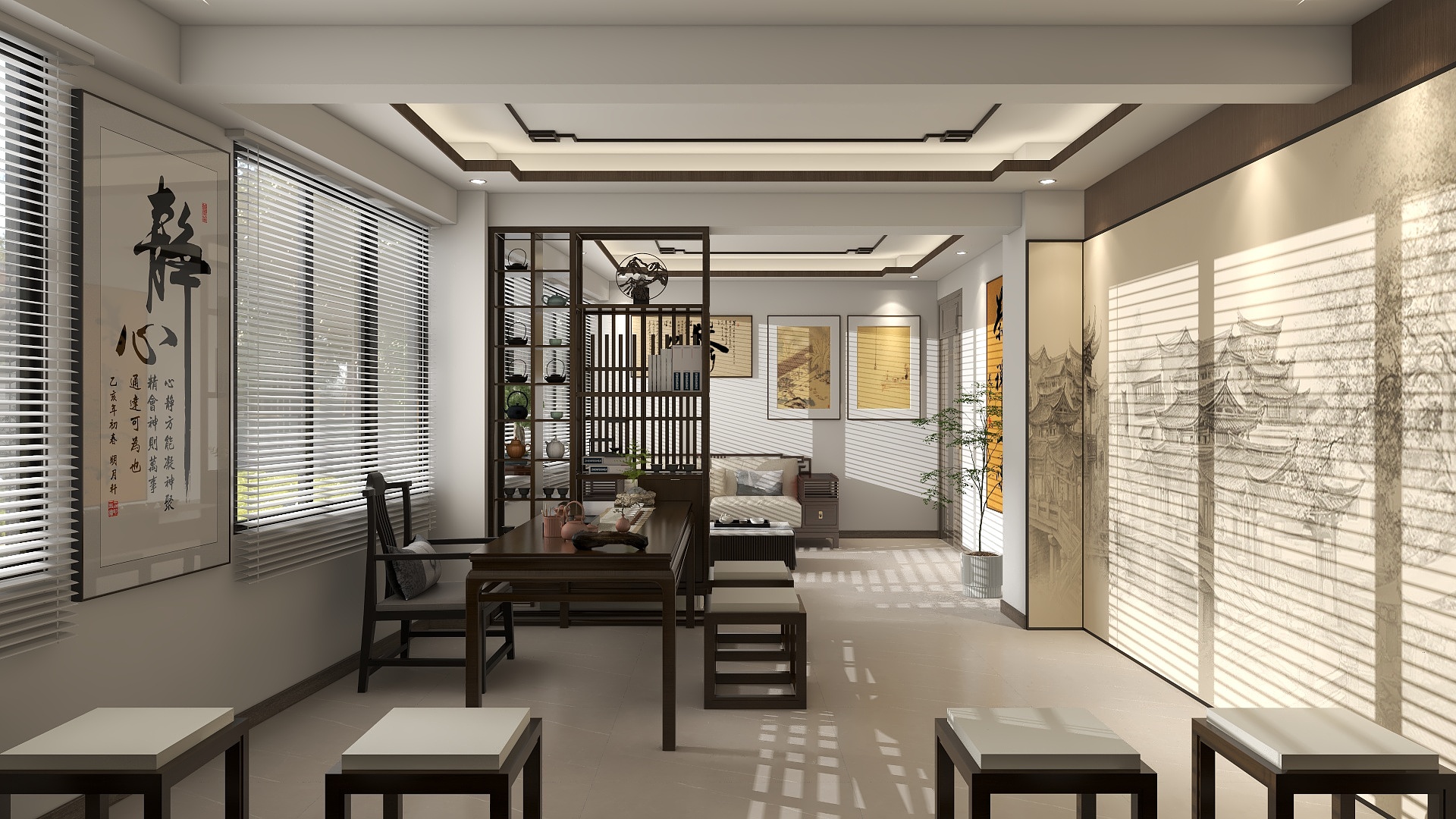 云起设计丨云起-《悠长》中式茶室设计丨37m²-装修设计方案