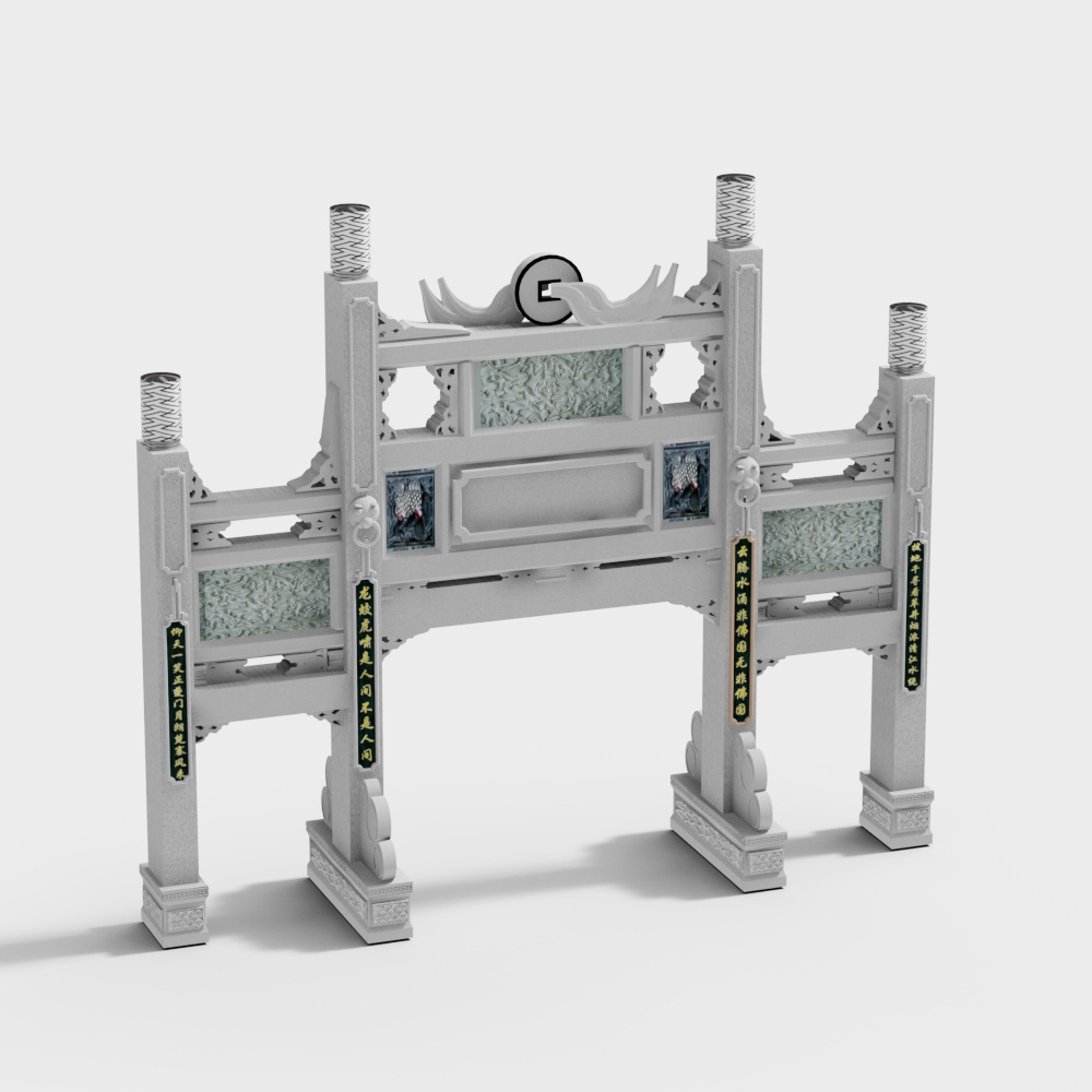 景区高端入户大门3D模型