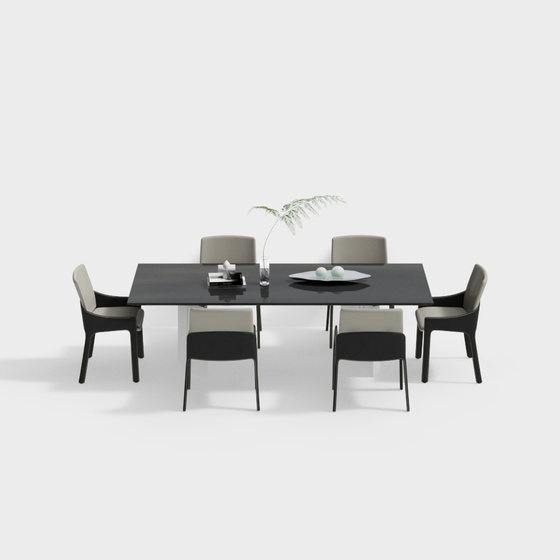 Poliform modern dining table and chair set