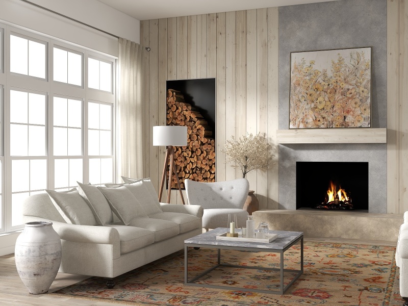 Natural Warmth Mid-Century Living Room