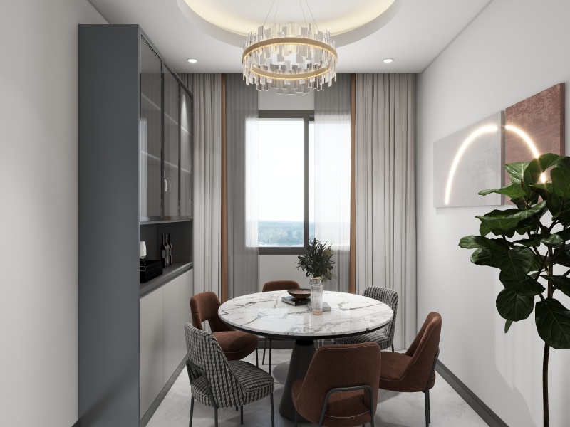 Contemporary Gray Dining Room Elegance
