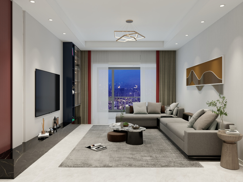 Modern Gray Living Room with Artistic Touches