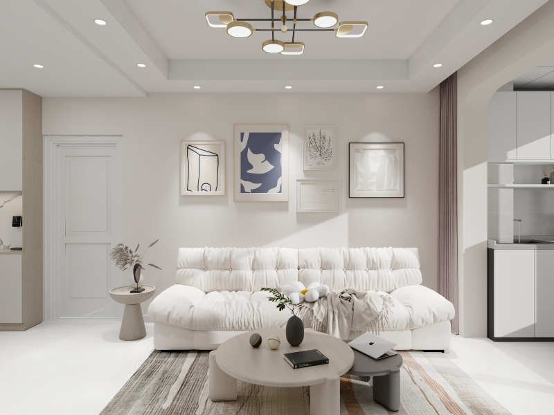 Modern Minimalist Creamy Living Room