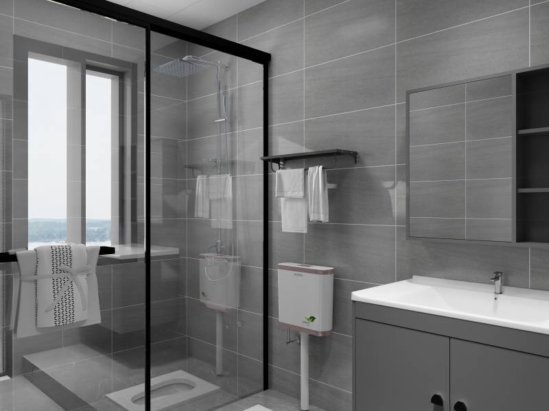Modern Gray Bathroom with Functional Design