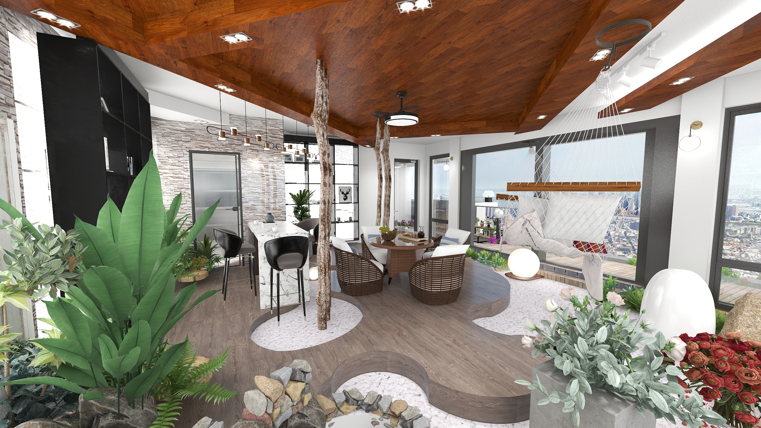 猫宿设计ms84994255-黄总别墅室内量房后露台咖啡酒水吧休闲区-装修设计方案