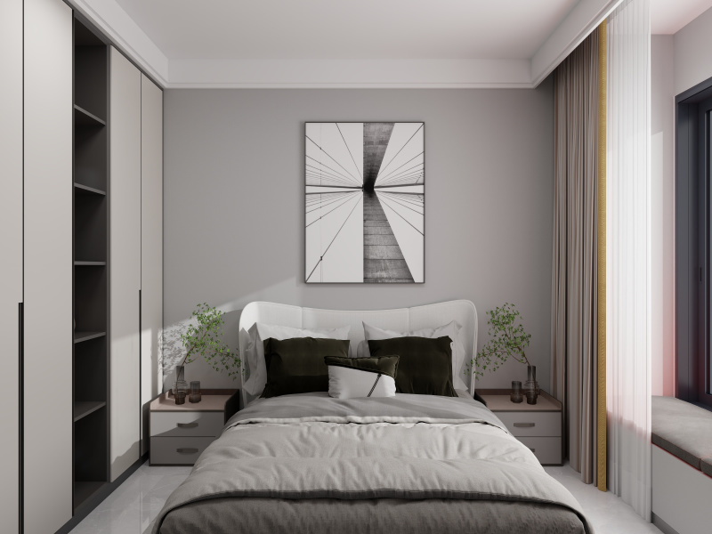 Modern Gray Bedroom with Elegant Design