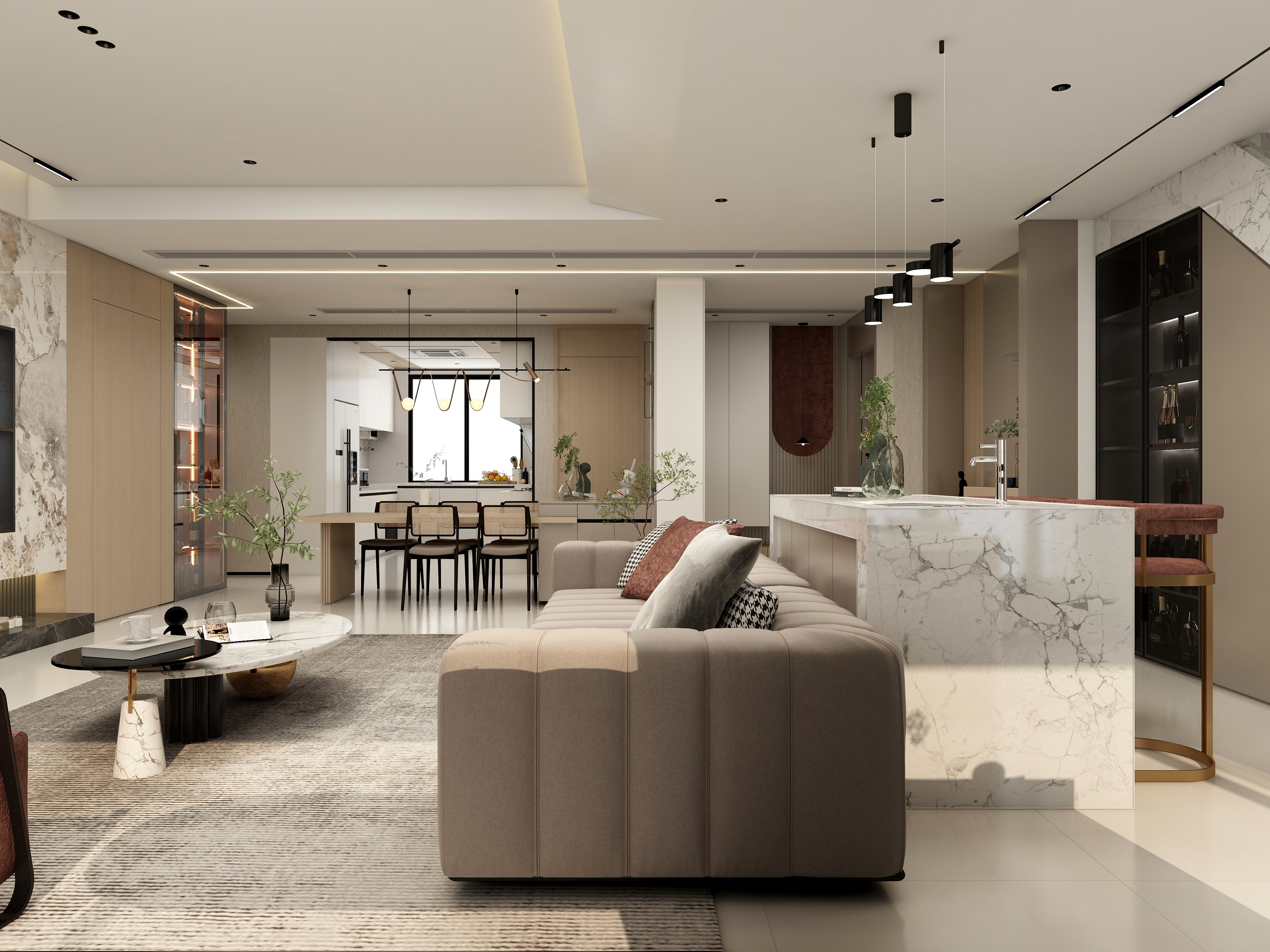 张煜强煜境设计-297平米现代五房复式装修效果图