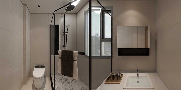 Modern Minimalist Bathroom with Black & White
