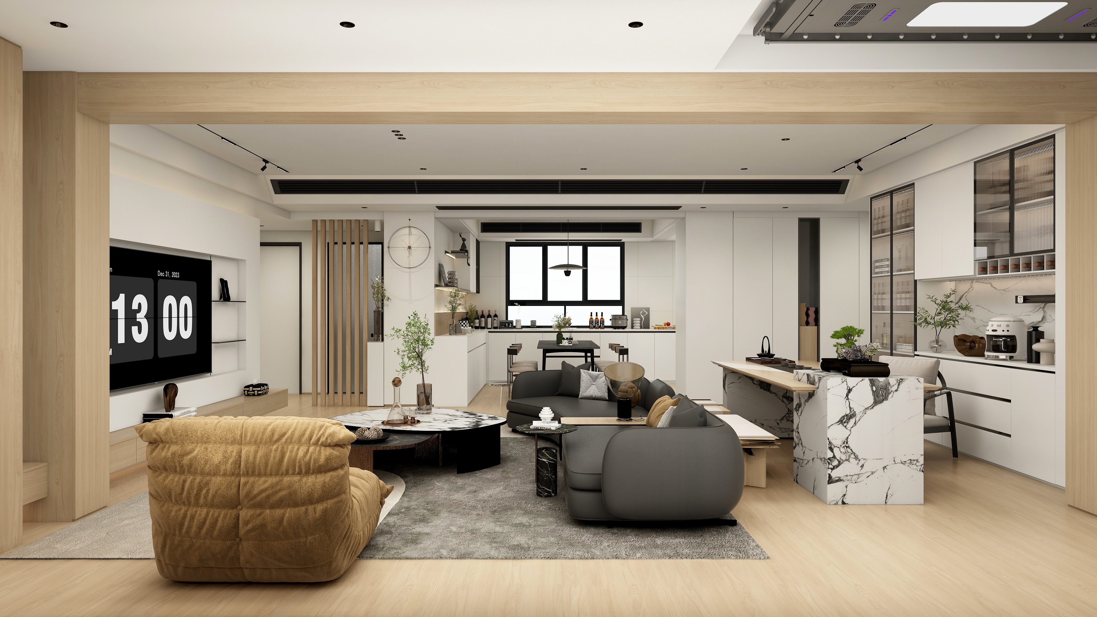 张煜强煜境设计-148平米现代原木四房装修效果图