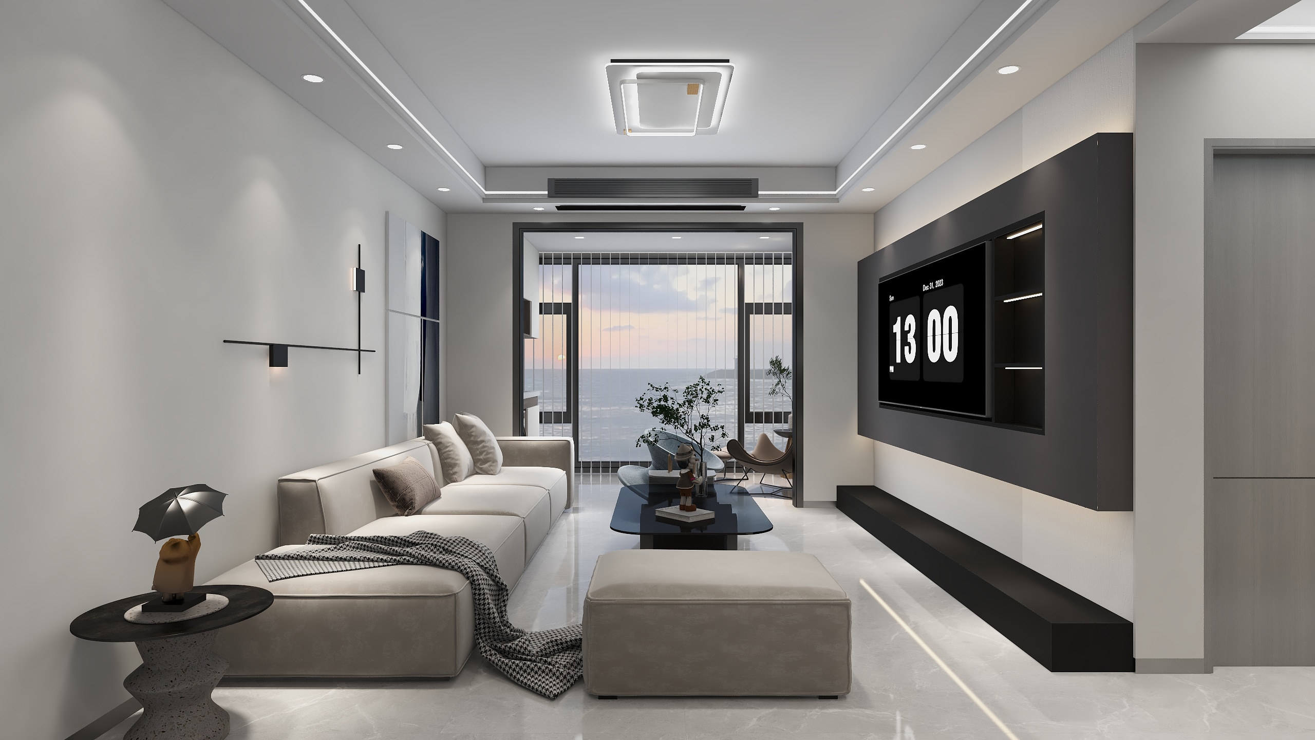 名原设计工作室-五居127m平方现代简约全屋全景装修效果图