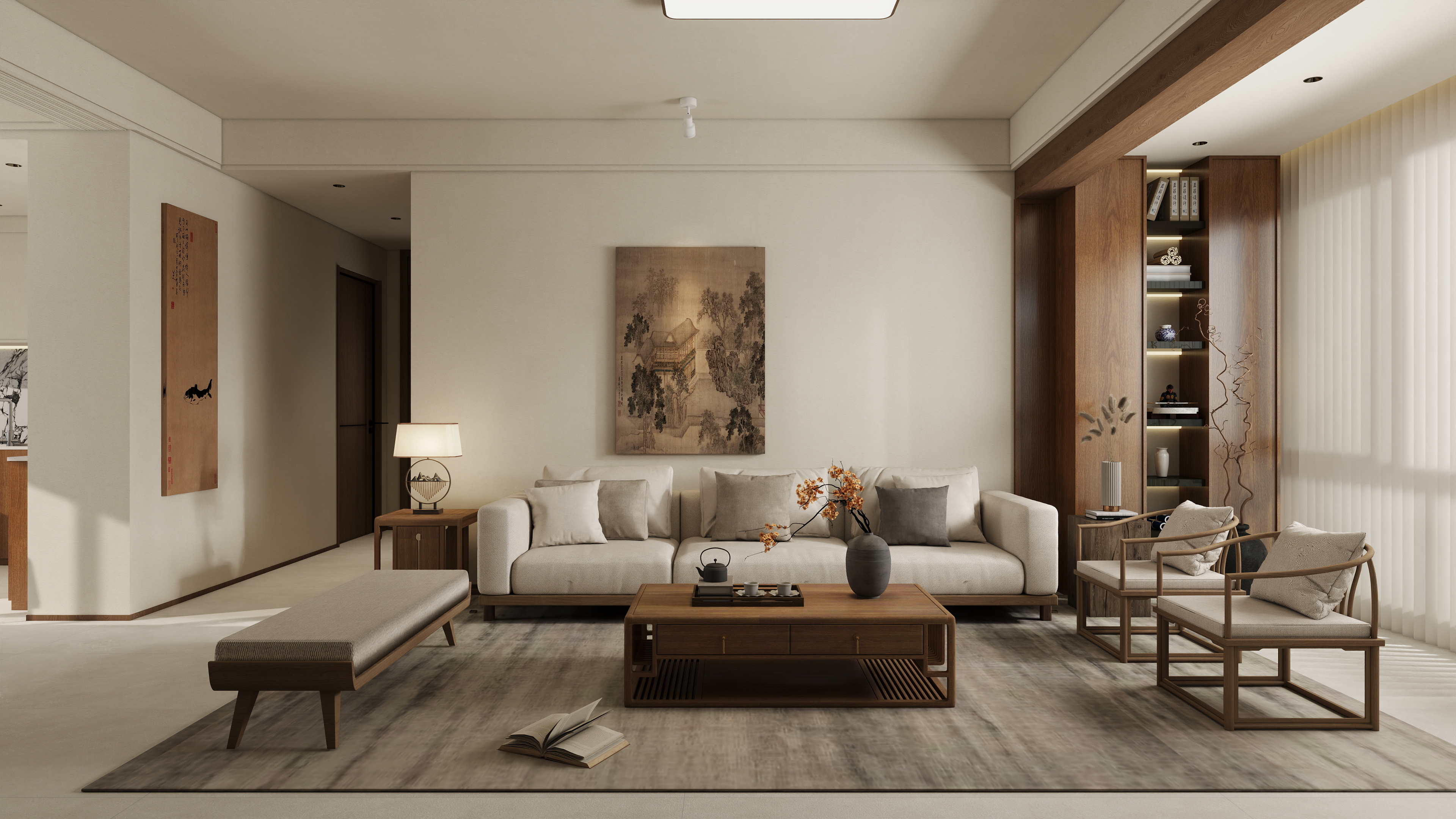 张煜强煜境设计-123平米宋氏美学简约中式四房装修效果图