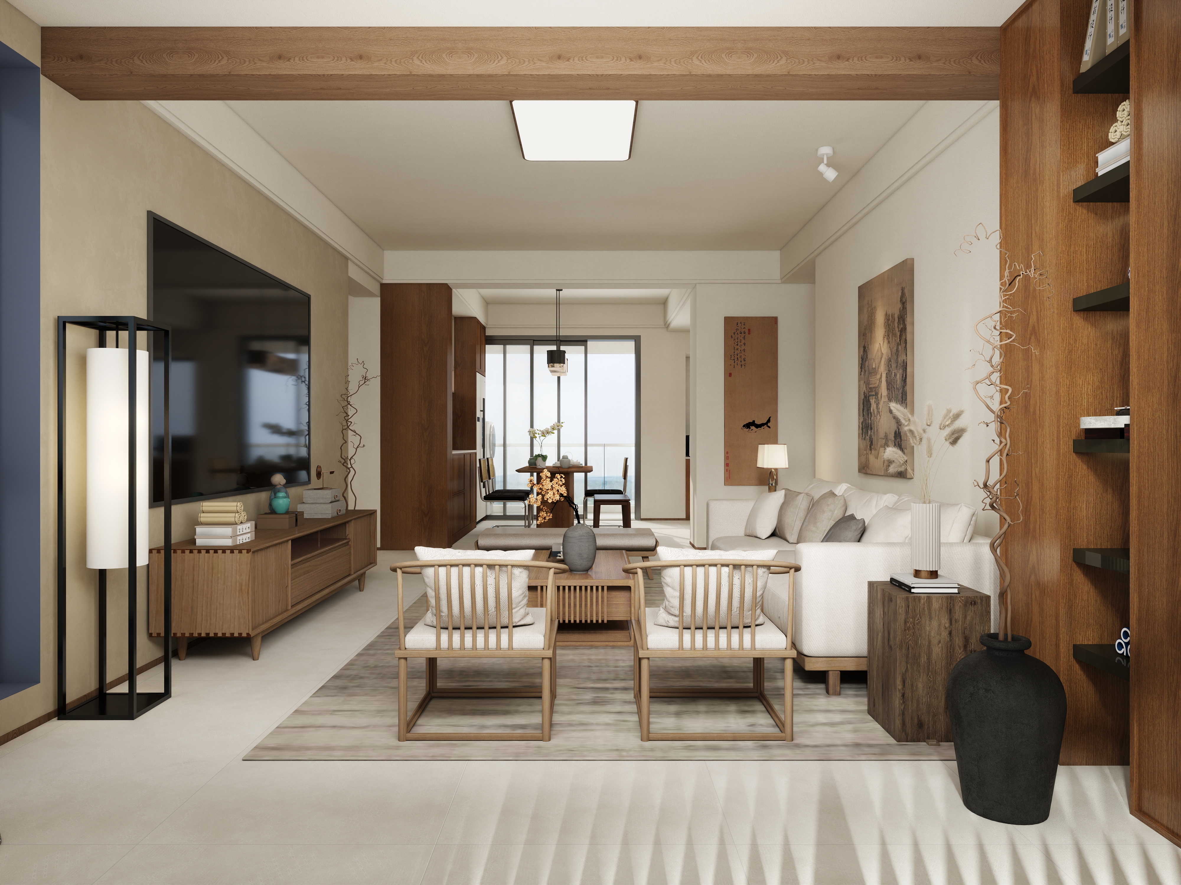 张煜强煜境设计-123平米宋氏美学简约中式四房装修效果图