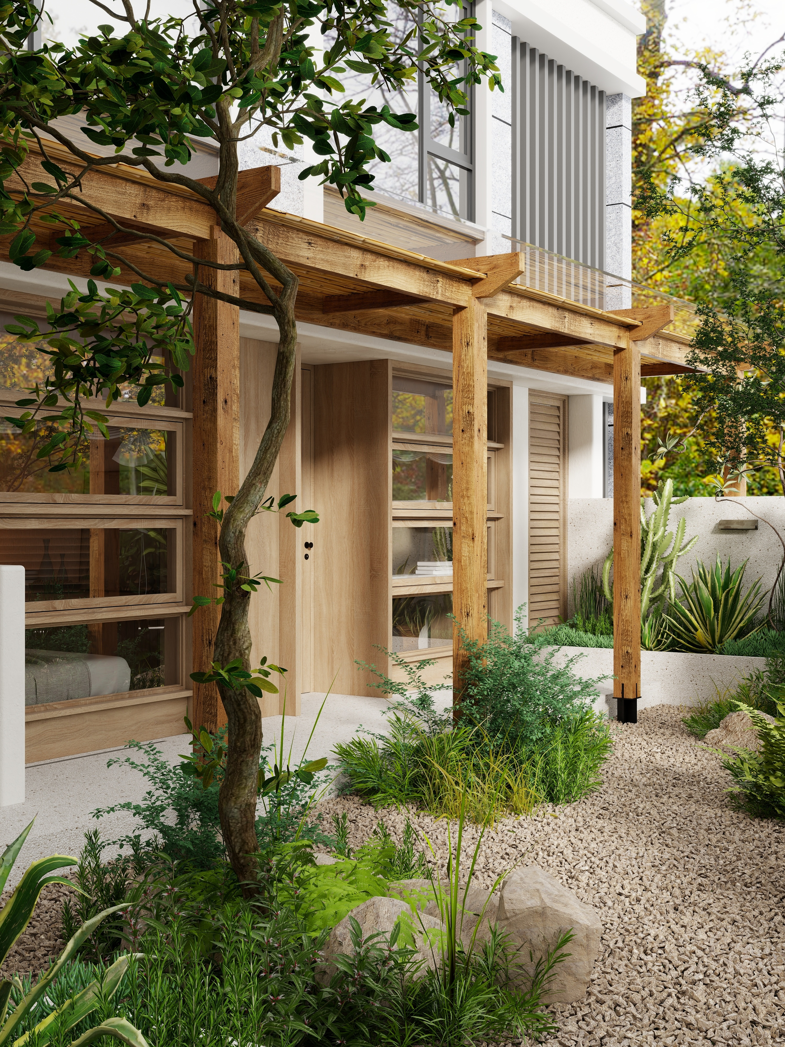 熬暖酱-重庆龙湖学樘府南法自然主义私宅一层后花园装修效果图第2张