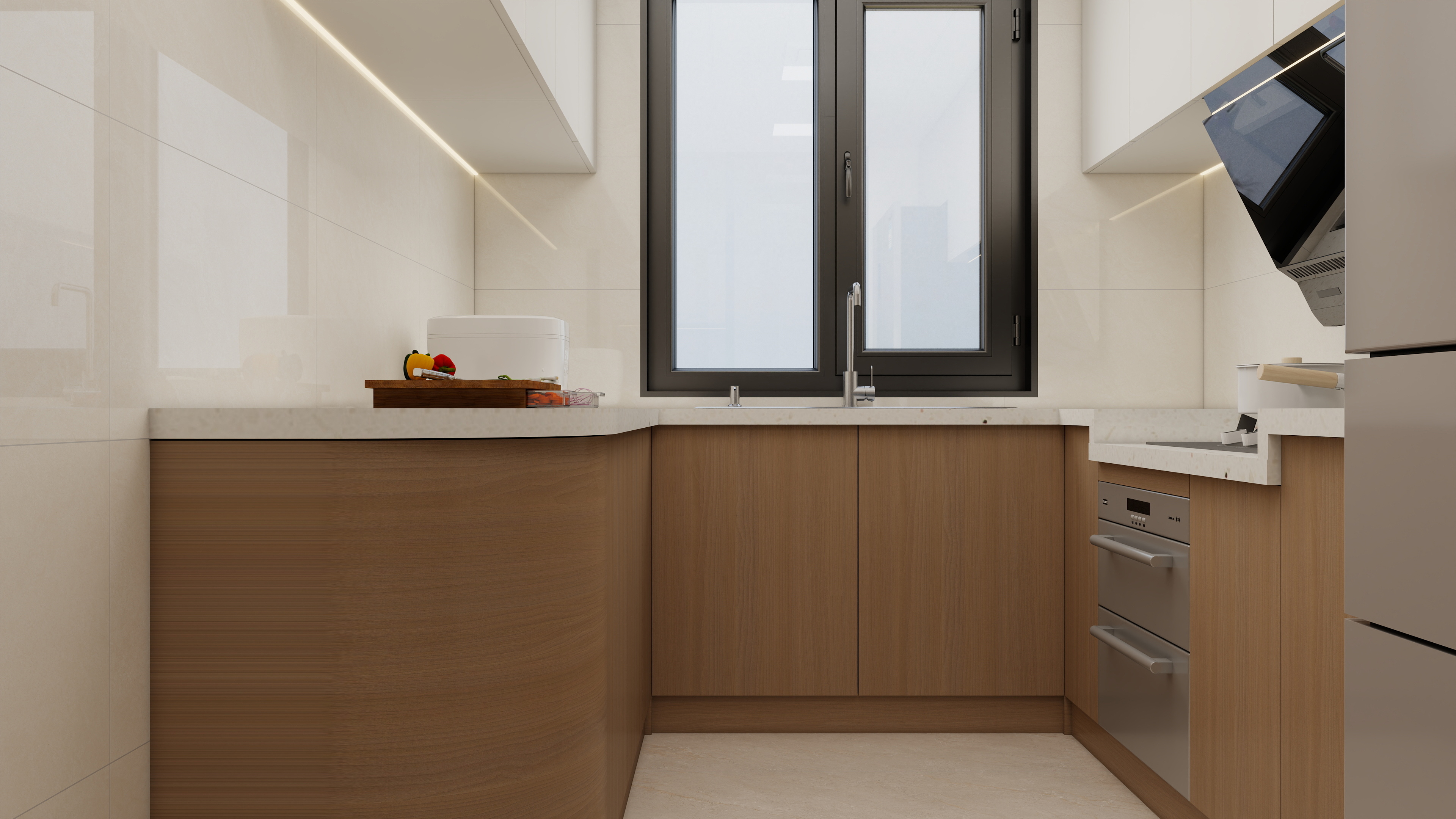 庄育霖-水木华庭121平奶油风3室装修效果图