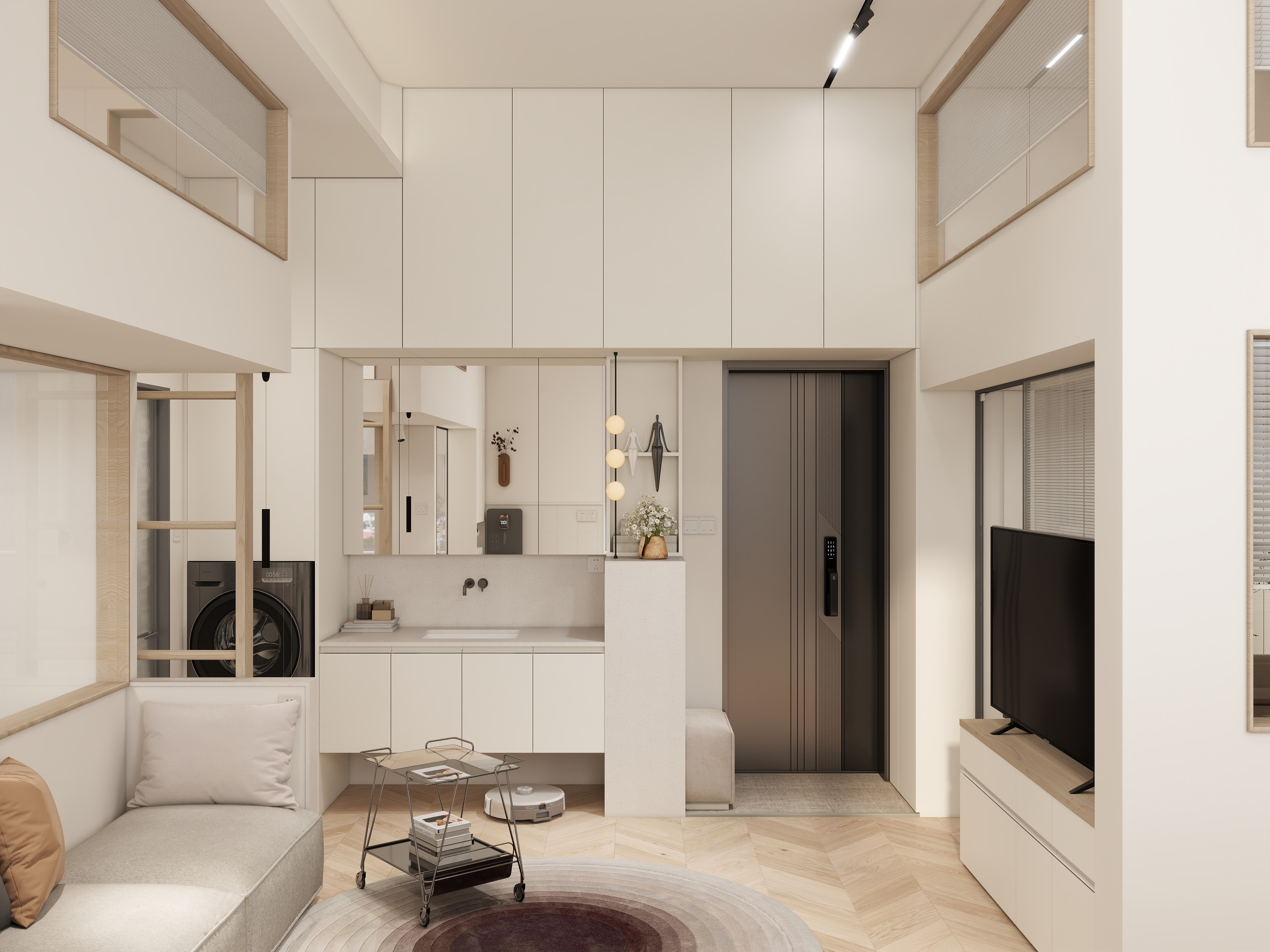 大连棉花糖装饰工程有限公司-大连-谷歌里40㎡-四室一厅-装修设计方案