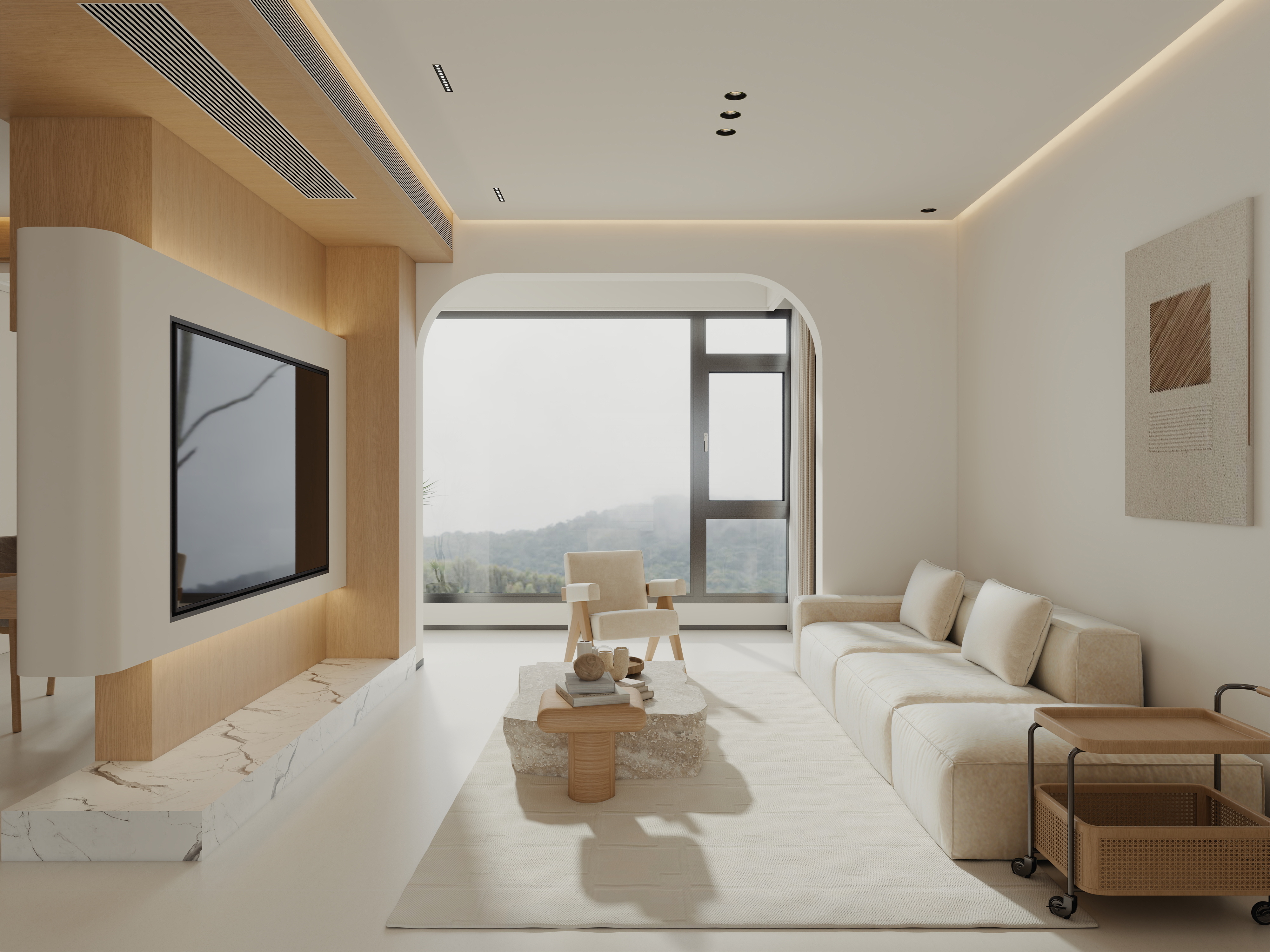 王玻-112㎡3室原木奶油-装修设计方案