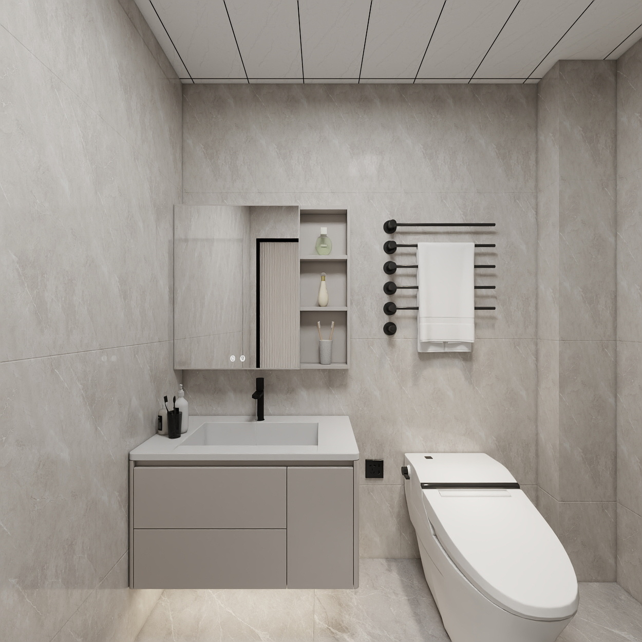 艺雅丽-105平现代简约 一层卫生间装修效果图第3张