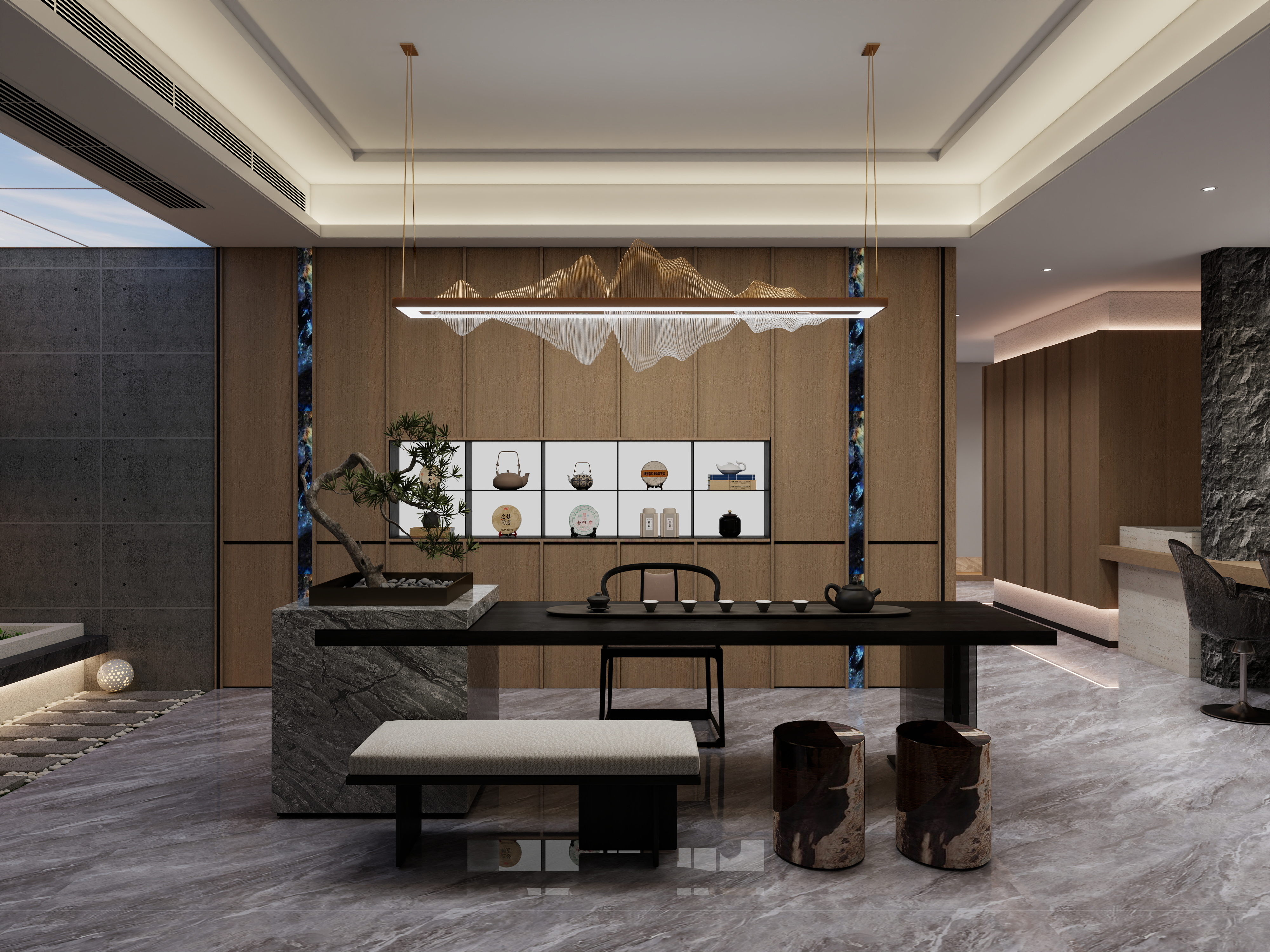 至简名设一钱春-180平现代别墅地下室【春】装修效果图