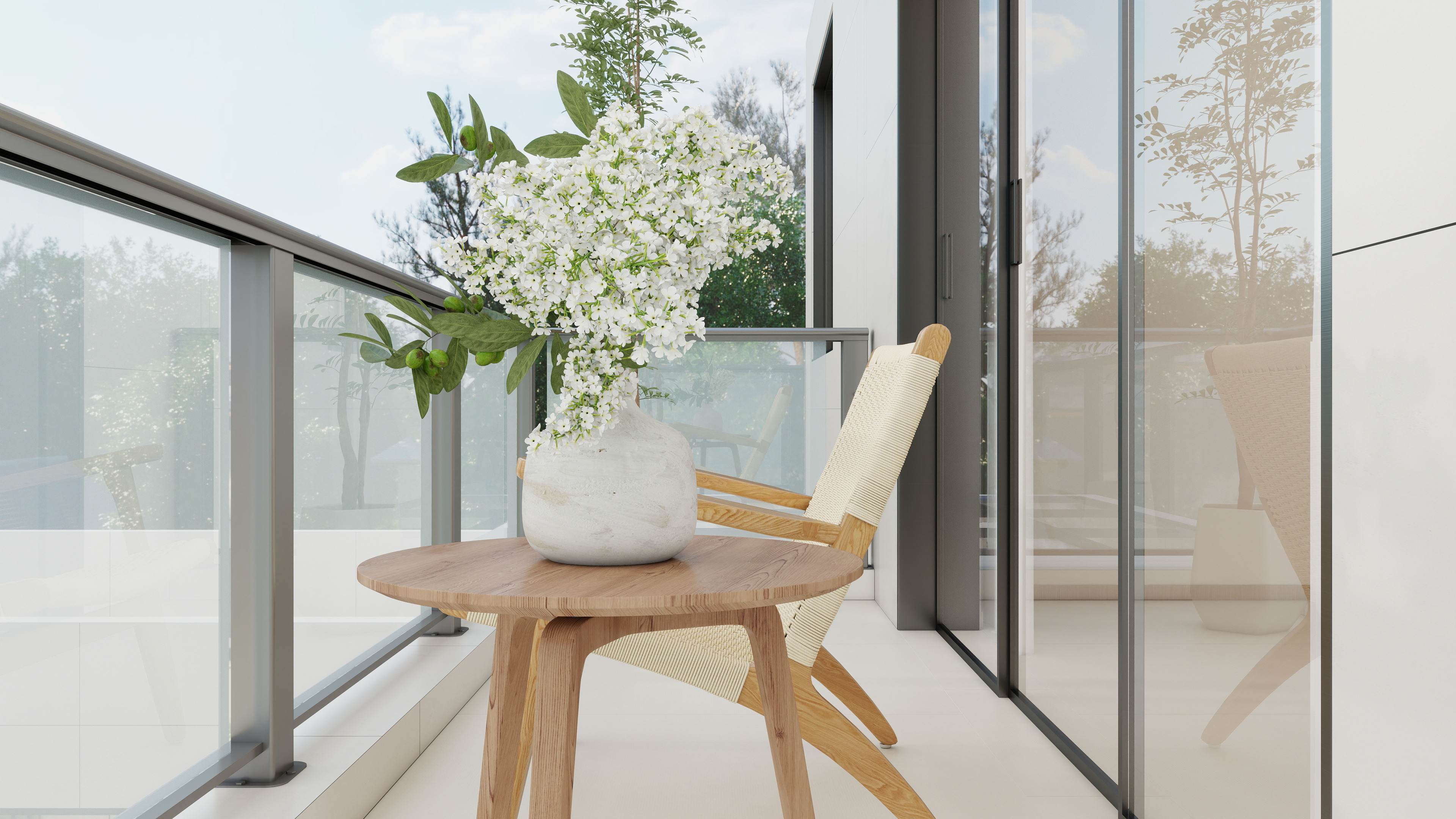 庄育霖-奶油原木风两层自建房带院装修效果图